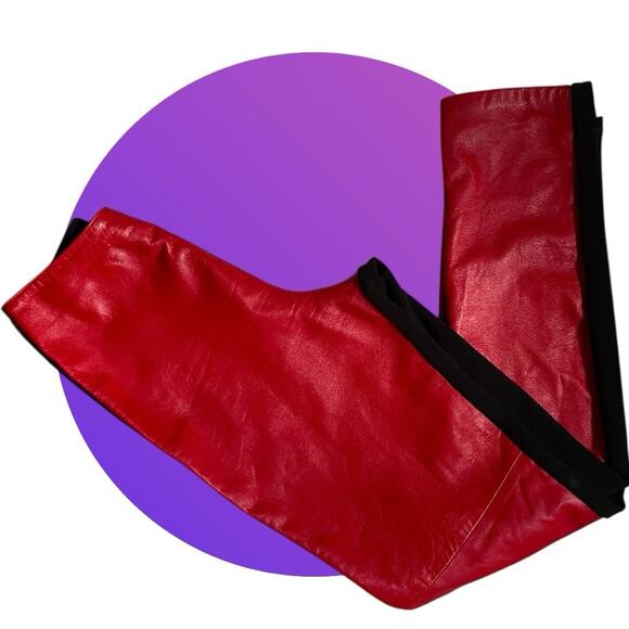 Vintage 90s Y2K Cache Red Leather & Black Knit Sexy Hawt Women's Pants Size 8 M - Picture 6 of 10